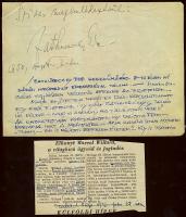 1950 Zathureczky Ede hegedűművész és Marcel Willard sajátkezű aláírása emléklapon illetve halálának híréről szóló cikk a Szabadnépe napilapból