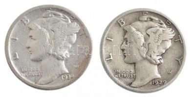 Amerikai Egyesült Államok 1929-1934. 1d Ag "Mercury" (2xklf) T:2-,3 USA 1929-1934. Dime Ag...