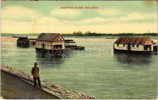 1917 Mohács, Dunai malmok, vízi úszó hajómalom / floating boatmills (EK)