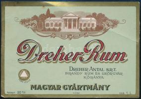 Dreher Rum címke, törésnyommal