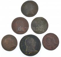 1781-1800. 1/2kr-3kr Cu (6db, 5xklf) T:3