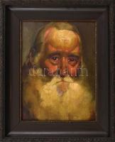 Jelzés nélkül: Idős, szakállas férfi portréja. Olaj, fa. Dekoratív, kissé sérült fakeretben. 30,5×23 cm