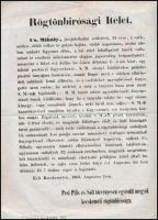 1863 Rögtönbírósági ítélet a Bogár becenevü, kecskemét környéki betyárról 24x33 cm