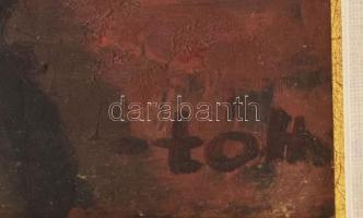 Tóth jelzéssel: Női akt. Olaj, farost. Dekoratív fakeretben. 40x30 cm