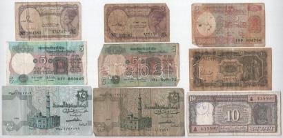 Vegyes: 9db-os egyiptomi és indiai bankjegytétel T:III,III- Mixed: 9pcs banknotes from Egypt and India C:F,VG