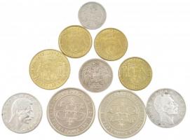 Szerbia 1883. 10p Cu-Ni + 1904. 5p Cu-Ni + 1904. 1D Ag "I. Péter" + 1915. 1D Ag "I. P...