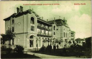 1910 Bártfafürdő, Bardejovské Kúpele, Bardiov, Bardejov; Erzsébet királyné szálloda, gyógyterem és kávéház. Divald 50-1909. / spa, hotel and cafe