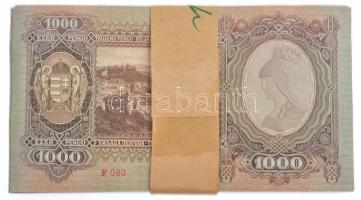1943. 1000P (100x) kötegelővel, közte sorszámkövető sorozatokkal: "F 080 056730-056750" (2...