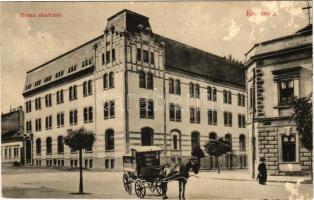 1914 Kolozsvár, Cluj; Menza akadémia, Kristály gőzmosógyár lovaskocsija / academy, horse cart of a steam wash (felszíni sérülés / surface damage)
