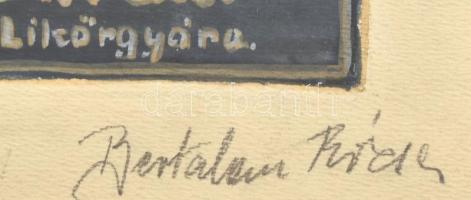 Bertalan Rózsa (1900-1987): Zwack Likőrgyár (reklám vagy plakátterv). Akvarell, papír, jelzett, lap ...