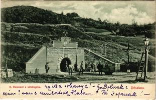 1909 Désakna, Ocna Dejului; II. Bemenet a sóbányába, Lajos Tárna magyar címerrel. Kapható Moskovitz Vilmosnál / entry to the salt mine, Hungarian coat of arms