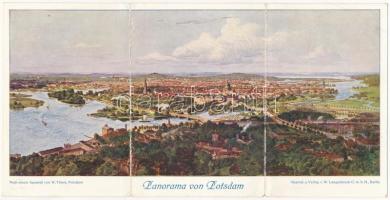 Potsdam. Nach einem Aquarell von W. Thiele. 3-tiled folding panoramacard