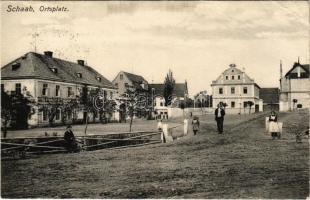 1910 Psov, Schaab (Saaz, Zatec); Ortsplatz / square (EK)