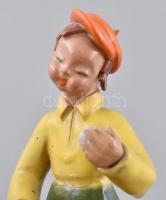 H. Ráhmer Mária (1911-1998): Teniszező fiú. Festett mázas kerámia, jelzett, kis kopásnyomokkal, lepa...