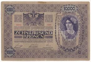 1918. 10.000K piros "MAGYARORSZÁG" felülbélyegzéssel, "1005 99984" T:III kis sza...