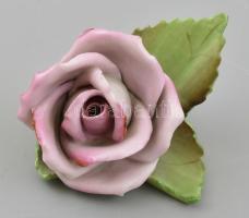 Herendi porcelán rózsa. Kézzel festett, jelzett, minimális kopással, 7x7 cm