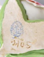 Herendi porcelán rózsa. Kézzel festett, jelzett, minimális kopással, 7x7 cm