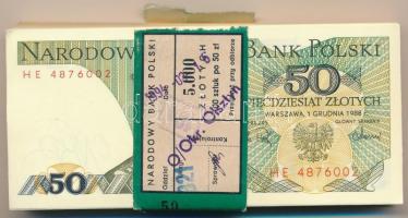 Lengyelország 1988. 50Zl (96x) eredeti sérült kötegelővel T:I,I- Poland 1988. 50 Zlotych (96x) with original damaged wrapper C:UNC,AU