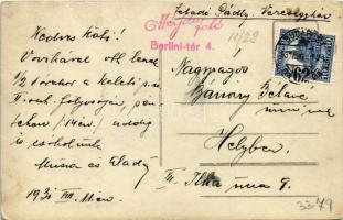 1931 Veresegyház, Isten hozott! felirat a feldíszített vasútállomásnál, magyar címer. Hajdu fotó, ph...