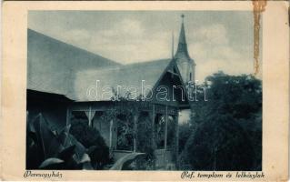 1927 Veresegyház, Református templom és lelkészlak. Hangya kiadása (EK)