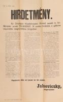1918 Gabona rekvirálásról szóló nagykőrösi hirdetmény 32x47 cm