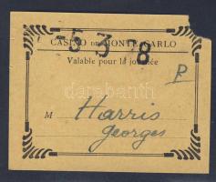 cca 1920 Monte carlo casino belépő / Casino entry ticket