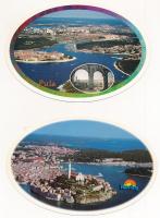 9 db MODERN kör alakú képeslap strandokról / Beaches - 9 modern circular postcards