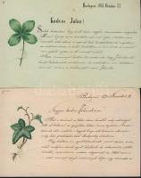 1873 8 db dekoratív szerelmes levél szép levélpapíron + 2 rajzos boríték / Love letters on nice pape...