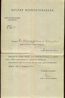 1919 Tanácsköztársasági kinevezési okmány postai tisztté