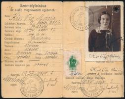 1937 Szarvas, fényképes személyazonossági igazolvány