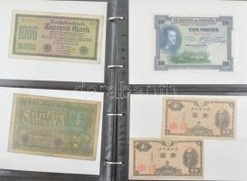 68 db-os vegyes magyar és külföldi bankjegy tétel a világ minden tájáról, közte Németország, Spanyol...