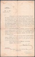 1933 Kállay Miklós leendő miniszterelnök, miniszter által aláírt okirat