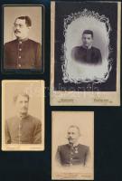 cca 1870-1900 4 db katona vizitkártya és kabinetfotó