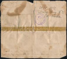 1919 32. vörös pótzlj. szolgálati jegy, megviselt állapotban