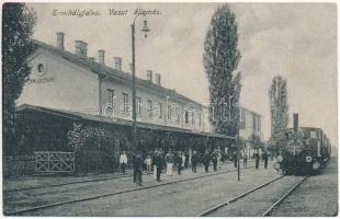 1919 Érmihályfalva, Valea lui Mihai; vasútállomás, gőzmozdony, vonat / railway station, locomotive, train