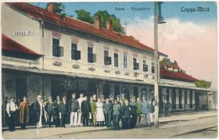1929 Kiskapus, Kleinkopisch, Copsa Mica; Vasútállomás / Gara / railway station (EK)