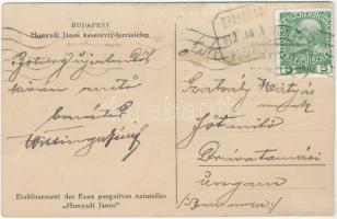 1912 Budapest XI. Hunyadi János keserűvíz-forrástelep, palackozott víz szétküldése vonattal + "...