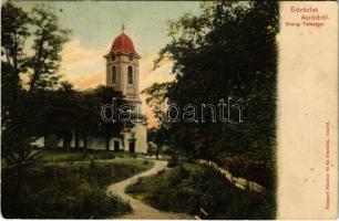1907 Aszód, evangélikus templom. Huszerl Sándor és fia kiadása (EK)