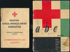 1956 Magyar-Angol-Francia-Német zsebszótár, a Vöröskereszt-liga ajándéka + A-B-C zsebszótár