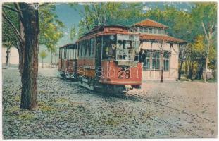 Lacu Sarat, villamos megállóhely / tram stop, tram. Libraria Manea & Stanescu (EK)