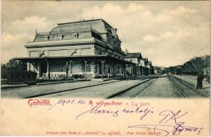 1901 Gödöllő, pályaudvar, vasútállomás. Ripka F. Gödöllő című művéből. Pick Testvérek
