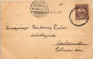 1900 Köröstarcsa, Körös-Tarcsa; Református templom, Vashíd. Véver Oszkár kiadása. Art Nouveau, flora...