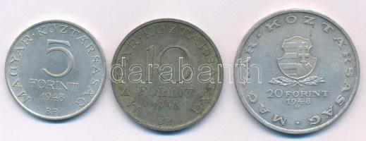 1948. 5Ft Ag "Petőfi" + 10Ft Ag "Széchenyi" + 20Ft Ag "Táncsics" "...