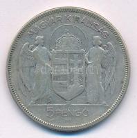 1930. 5P Ag "Horthy jobbra" T:3 patina Adamo P8