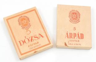2 db bontatlan doboz Árpád és Dózsa márkanevű szivarok, 1960 körül