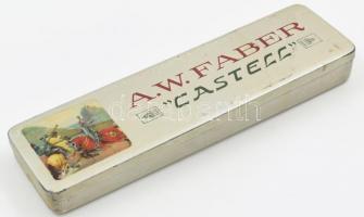 A.W. Faber Castell fém ceruzás doboz, benne 4 ceruzával, 18x5 cm