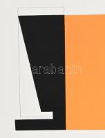 Mark (Márkus), Anna (1928-): Geometrikus kompozíció. Szitanyomat, papír, apró sérüléssel, jelzett, s...