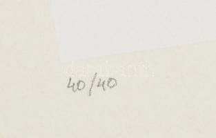 Mark (Márkus), Anna (1928-): Geometrikus kompozíció. Szitanyomat, papír, apró sérüléssel, jelzett, s...