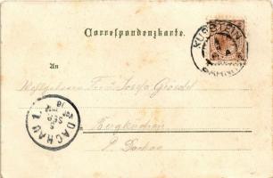 1898 (Vorläufer) Kufstein (Tirol), Schloss Geroldseck, Kufstein v. Kalvarienberg, v. Thierberg, Bad ...
