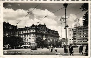 1939 Sofia, Sophia, Sofiya; Der Platz Aleksander / square, tram, shops (small tear)